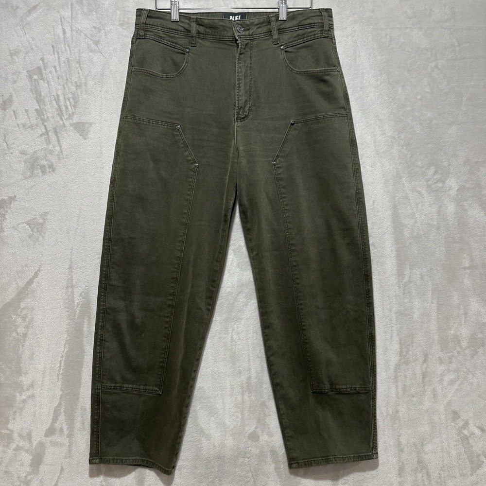 Paige Alexis Pants Womens Size 31 Vintage Bayou Green Double Knee High Rise